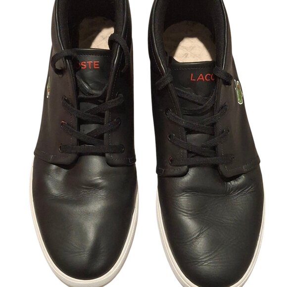 Men Lacoste Sneakers Asparta  Black Leather Mid Top Lace Up Shoe Sz 13 - Picture 3 of 8